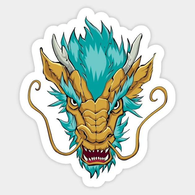 Chinese Dragon Head Gold Sticker by Malchev